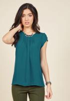  Charmer In Charge Top In Teal In Xs
