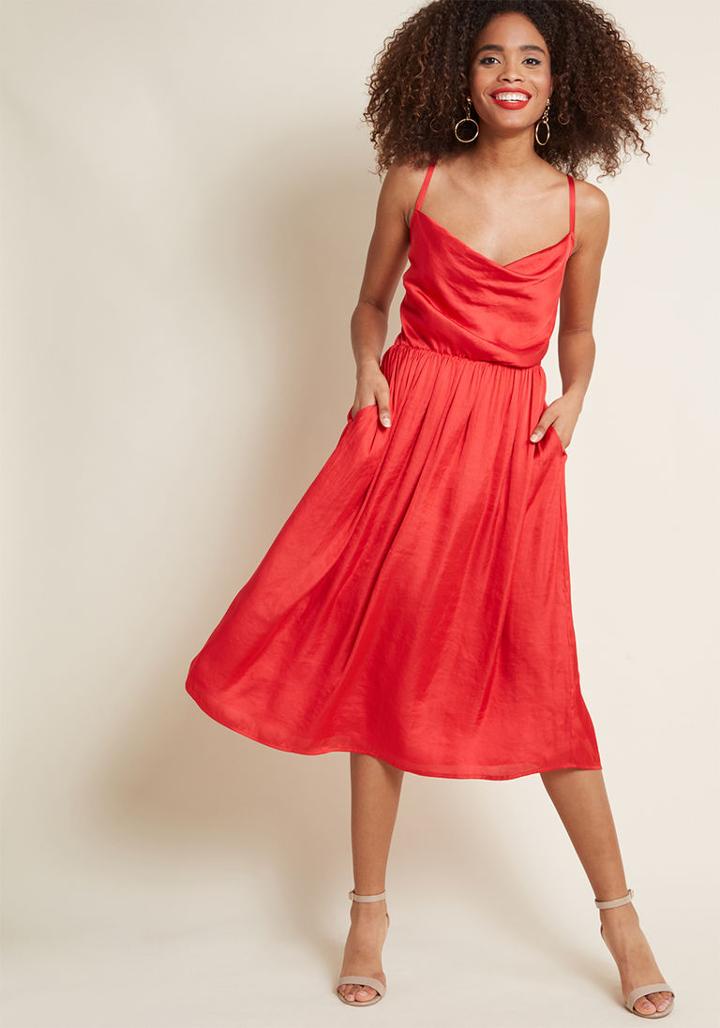 Modcloth Glamorous Guest Midi Dress In Red In 2x