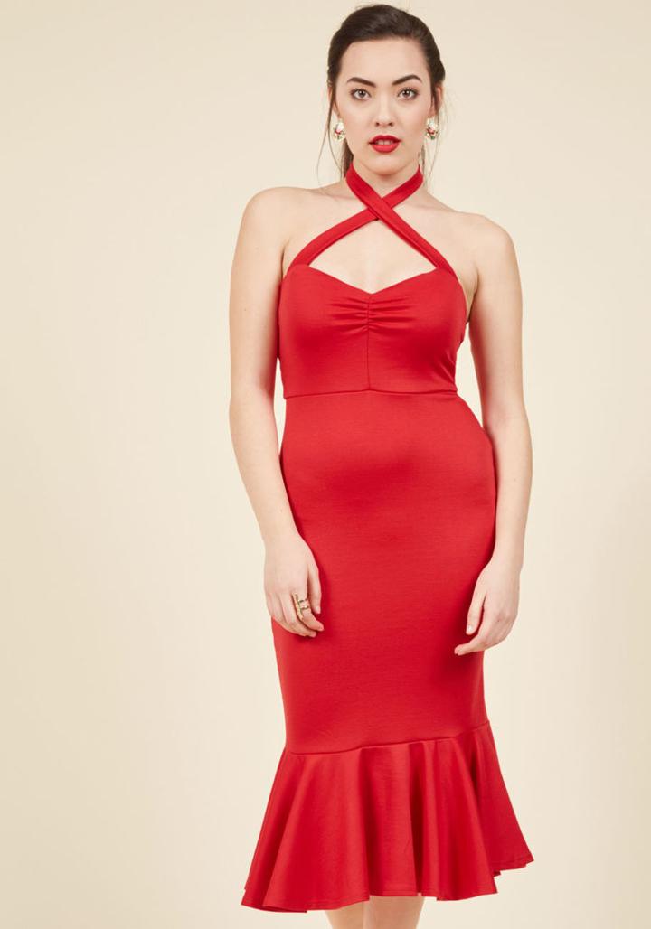  Spectacular Samba Sheath Dress In Crimson In M