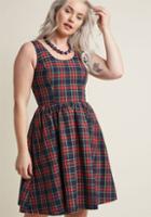 Modcloth Sleeveless Dress With Scoop Neck In Plaid In 3x
