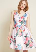 Modcloth Ladylike Luxury Fit And Flare Dress In Petal In Xs
