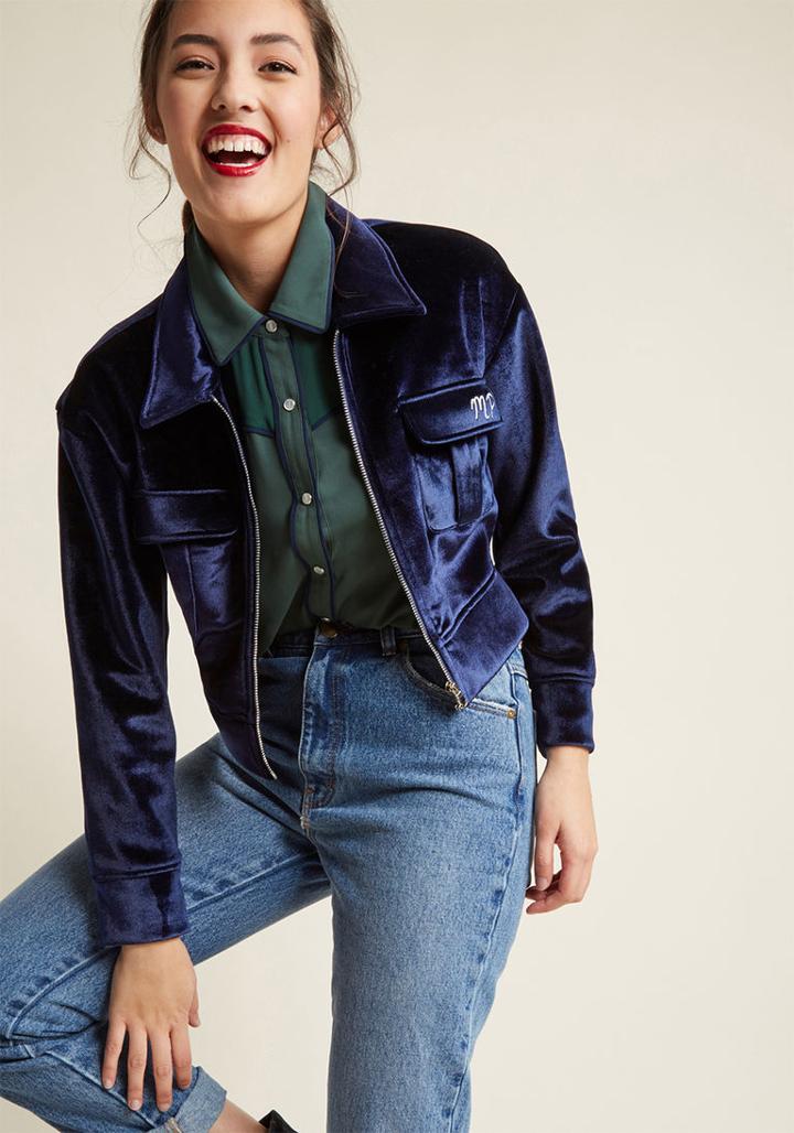 Misspatina Miss Patina Feline Pride Cropped Velvet Jacket In M