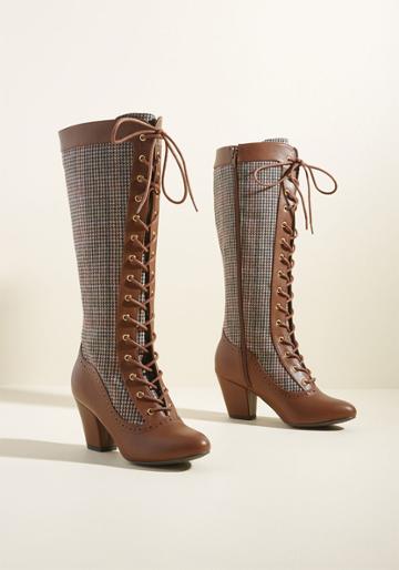 Baitfootwear B.a.i.t. Footwear Reign Victorian Boot In Houndstooth In 7.5