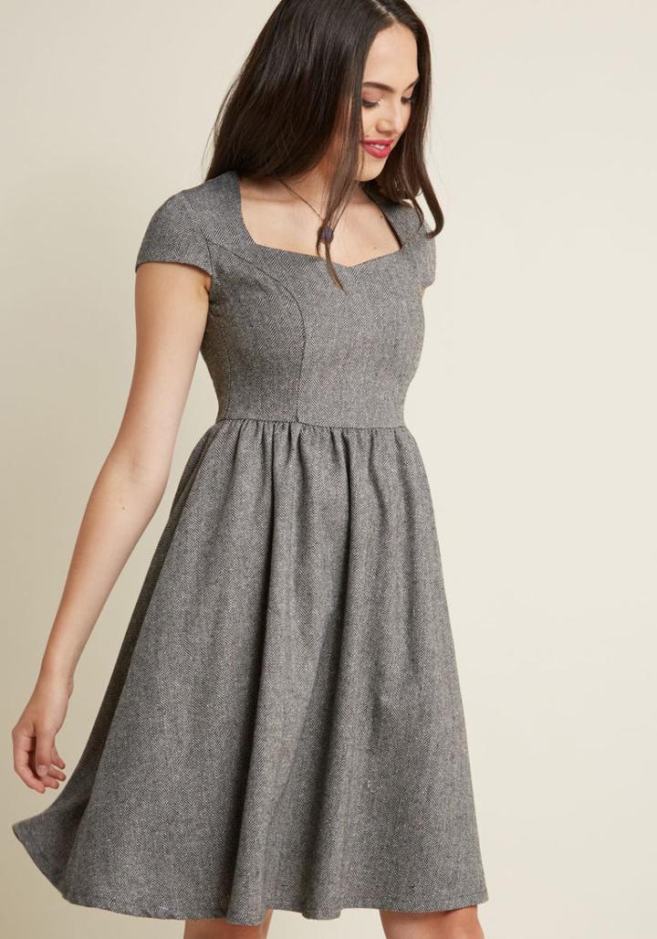 Banned Banned Bold Me Over A-line Midi Dress In Herringbone In 3x