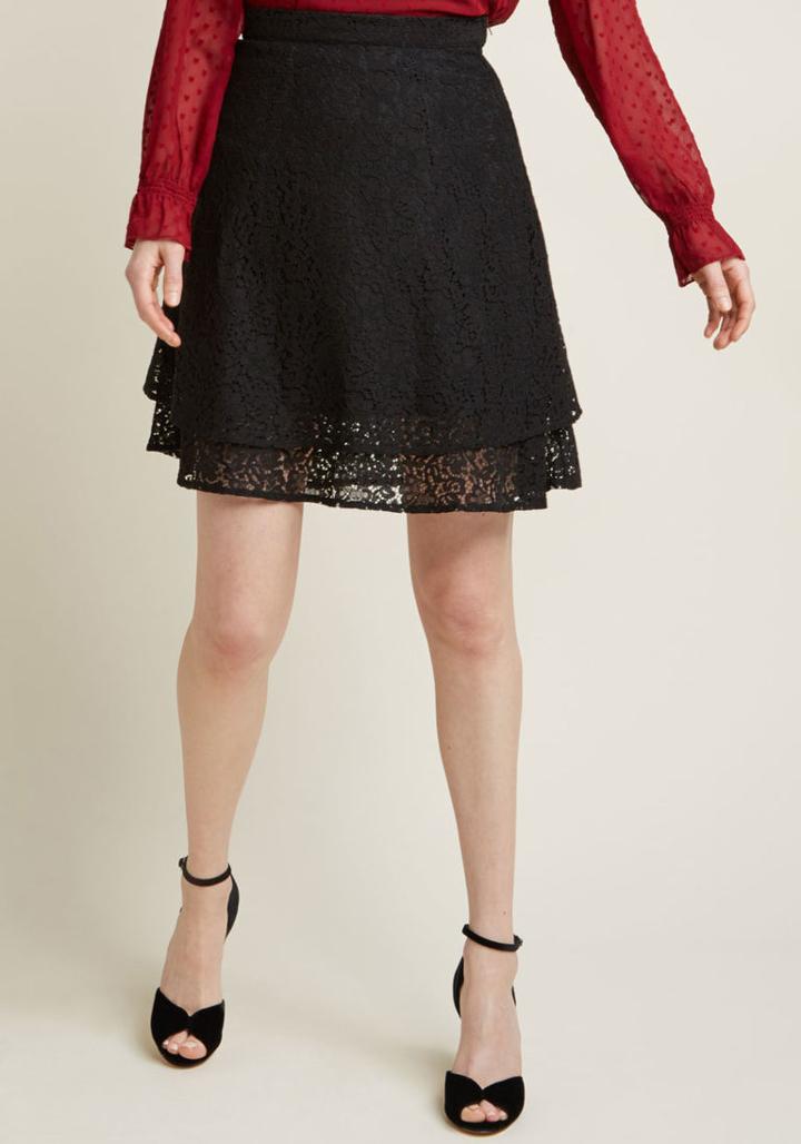 Modcloth Lacy Lady A-line Mini Skirt In Xxs
