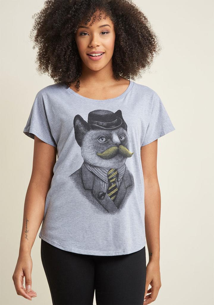 Modcloth Man's Best-dressed Friend Graphic Tee In Cat In M