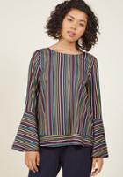 Modcloth Everyday Statement Striped Long Sleeve Top In Xl