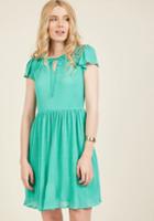 Modcloth Pleat, Repeat A-line Dress In Turquoise In L