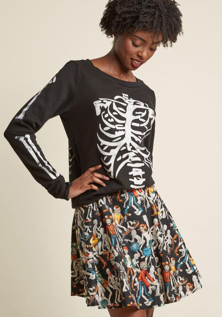 Modcloth Got Mad Skells Cotton Pullover In Xl