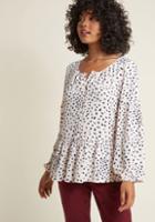 Modcloth Long Sleeve Button-up Top With Peplum In 1x