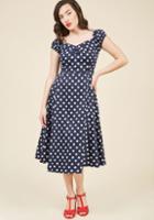 Modcloth Got The Dots For You Midi Dress In Navy In Xl