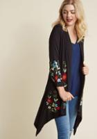 Modcloth Bloom Service Delivery Floral Cardigan In Black