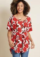 Modcloth Medium Format Memory Tunic In White Floral In Xs