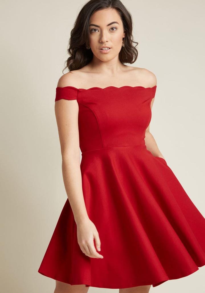 Modcloth Ponte Knit Skater Dress With Off-shoulder Trim In 1x
