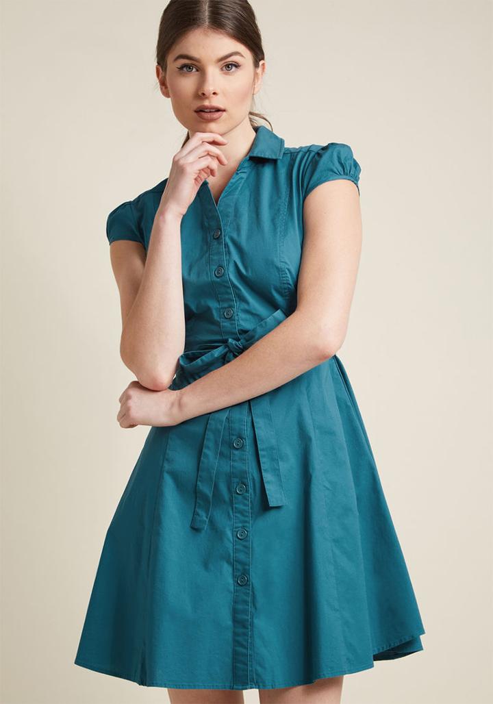 Modcloth Smoothie Enthusiast A-line Shirt Dress In Blue Raspberry In 1x