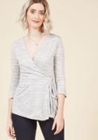  Wrap Recognition Knit Top In Ash In M
