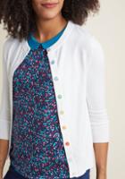 Modcloth Charter School Crew Neck Cardigan In Pastel Buttons In M