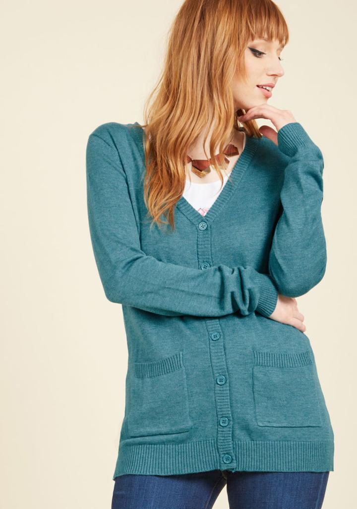 Modcloth Have A Good Knit Cardigan In Ocean