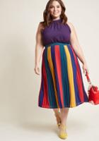 Modcloth Pleated Chiffon Midi Skirt In Colorblock In 4x