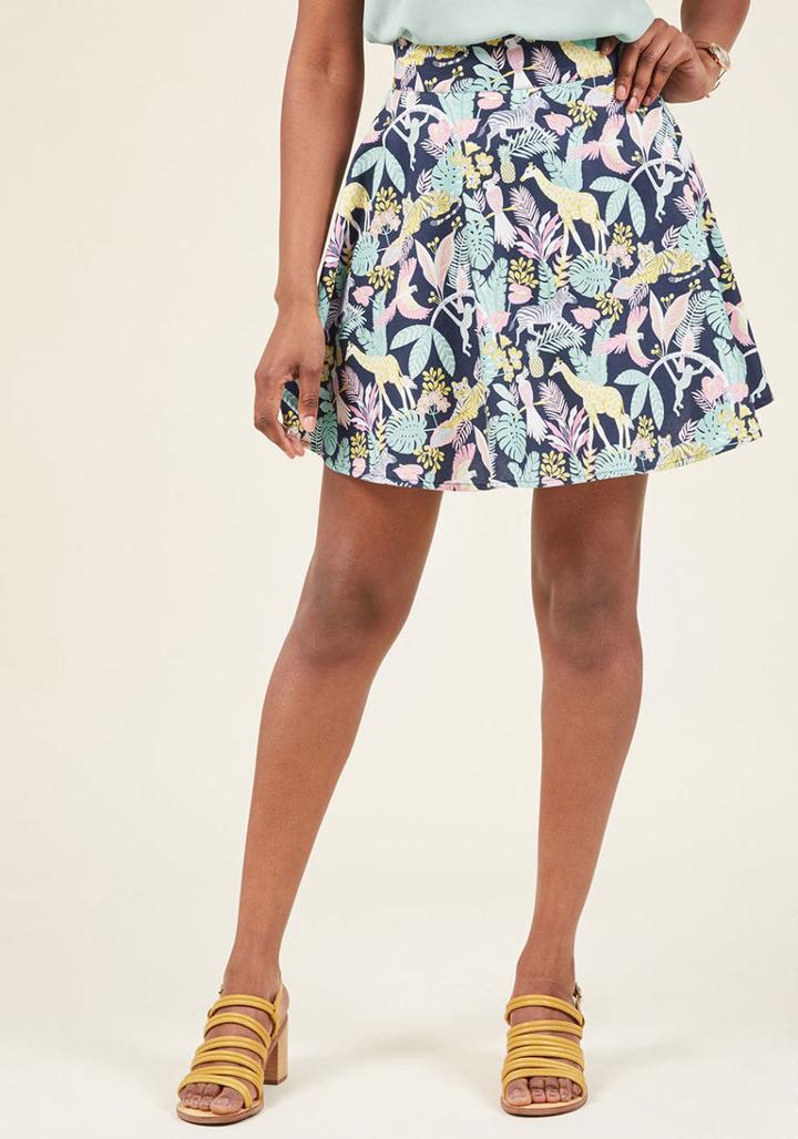 Modcloth Playful Feeling Skater Skirt In Jungle Boogie In 4x