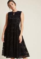 Modcloth Intriguing, Indeed A-line Midi Dress In Black Velvet In S