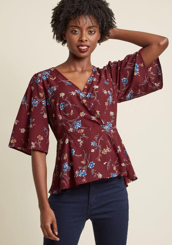 Modcloth Surplice Wrap Top With Peplum