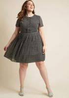 Modcloth Short-sleeved Pleated Shirt Dress In 4x