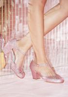  Shimmer Down Now T-strap Heel In Rose Glitter In 6