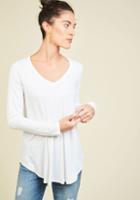 Modcloth Embracing Basic Long Sleeve Top In Cloud