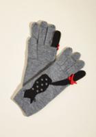Modcloth Ailurophile Style Gloves In Grey