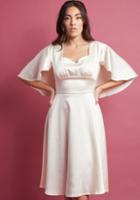 Modcloth Retro Revelry Cape Dress In Vanilla In M