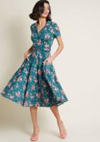 Collectif Collectif X Mc Cherished Era Shirt Dress Floral Dot In 14 (uk)