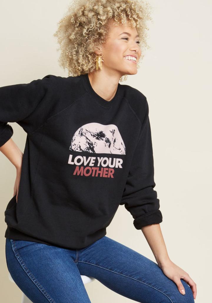 Modcloth Earthly Appreciation Graphic Sweatshirt In S