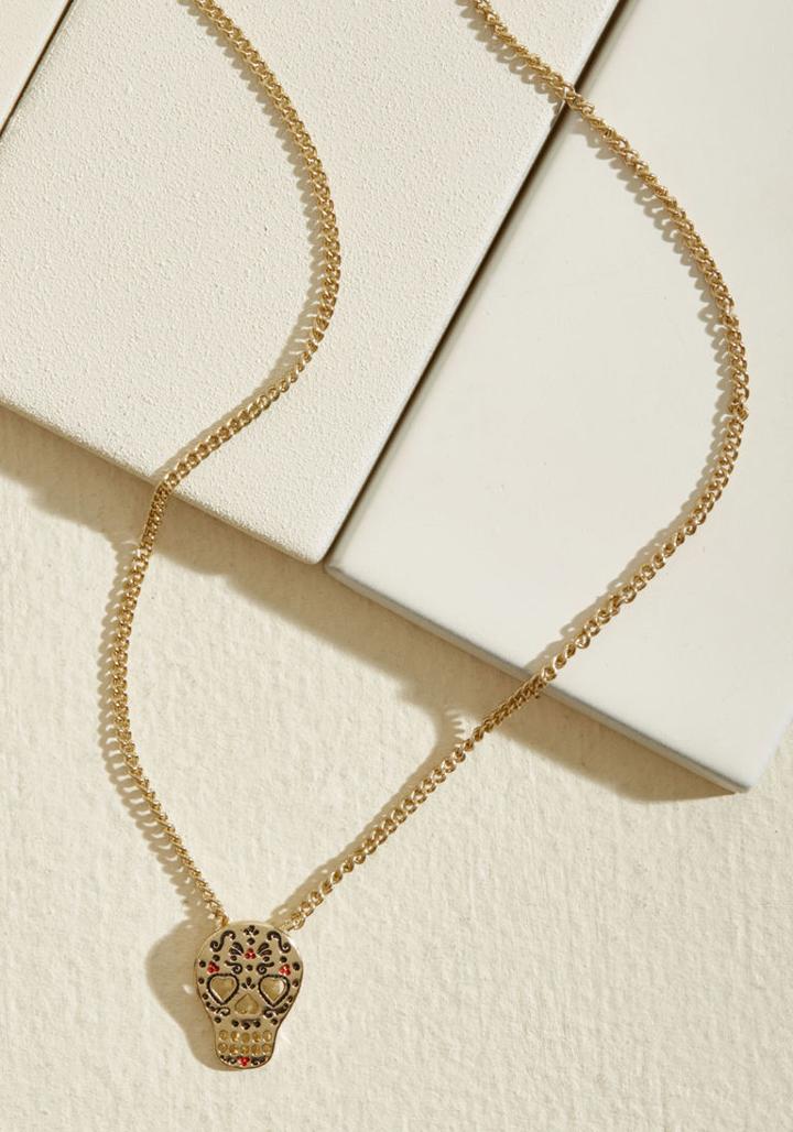 Modcloth Too Close To Skull Necklace