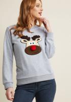 Companiafantastica Compania Fantastica Holiday Sweatshirt With Reindeer Applique In Xs