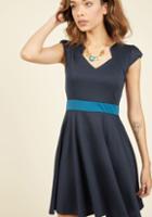 Modcloth The Story Of Citrus A-line Dress In Navy