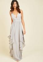 Modcloth Stately Slow Dance Maxi Dress In Fog