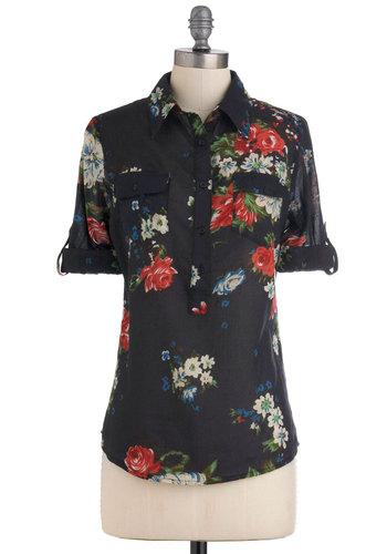 Modcloth Blouse Party Top In Fall Floral