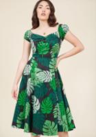 Modcloth Tickle Me Picnic A-line Dress In Tropical Fronds In Xl