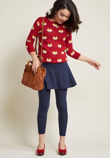 Modcloth Skirt With The Idea Leggings In Navy In 3x