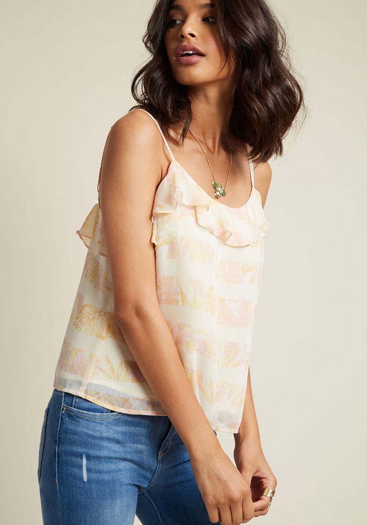 Modcloth Into The Idea Tank Top In Tropical Ivory In 4x