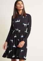 Modcloth Jersey Long Sleeve Dress In Dogs In 3x
