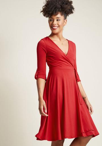 Modcloth Say Yes To Timeless Wrap Dress In Cherry In 3x