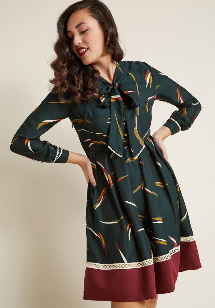 Misspatina Miss Patina Profesh Refresh Pleated Long Sleeve Dress In S