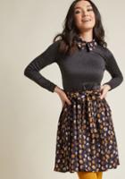 Modcloth Long Sleeve Dress With Collar And Sash In M