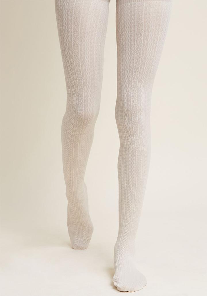 Modcloth Cable For Discussion Tights In Ivory
