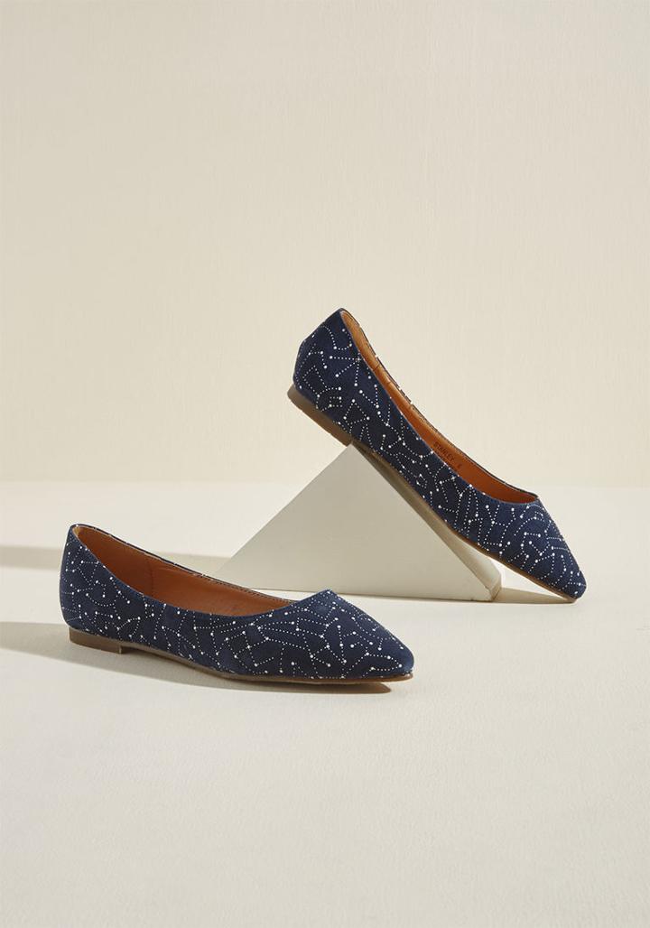 Modcloth Curious Constellations Suede Flat In 7