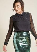 Modcloth Chiffon Blouse With Sequin Embellishments In 4x
