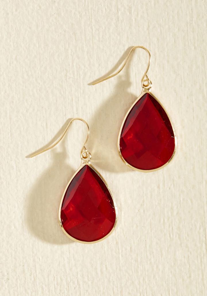 Modcloth Receiving Drop Honors Earrings In Red