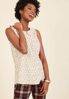  To The Nines Sleeveless Top In Ivory Leaves In S